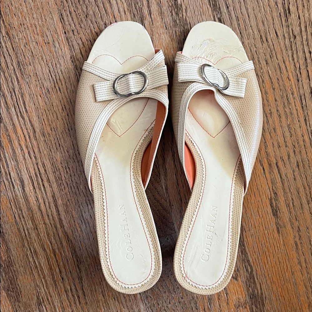 Cole Haan Women's Cream Bow Mules
